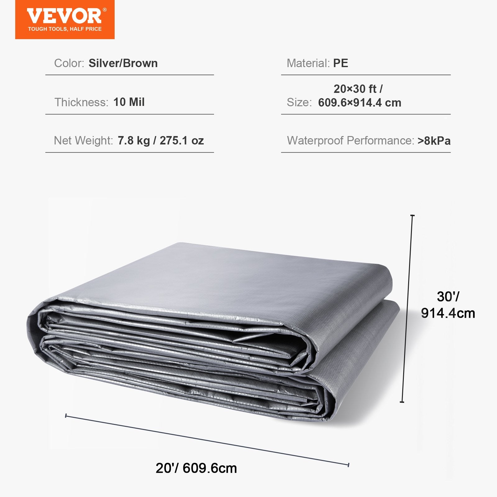 Tentinis uždangalas VEVOR 20x30 ft, 609,6 x 914,4 cm