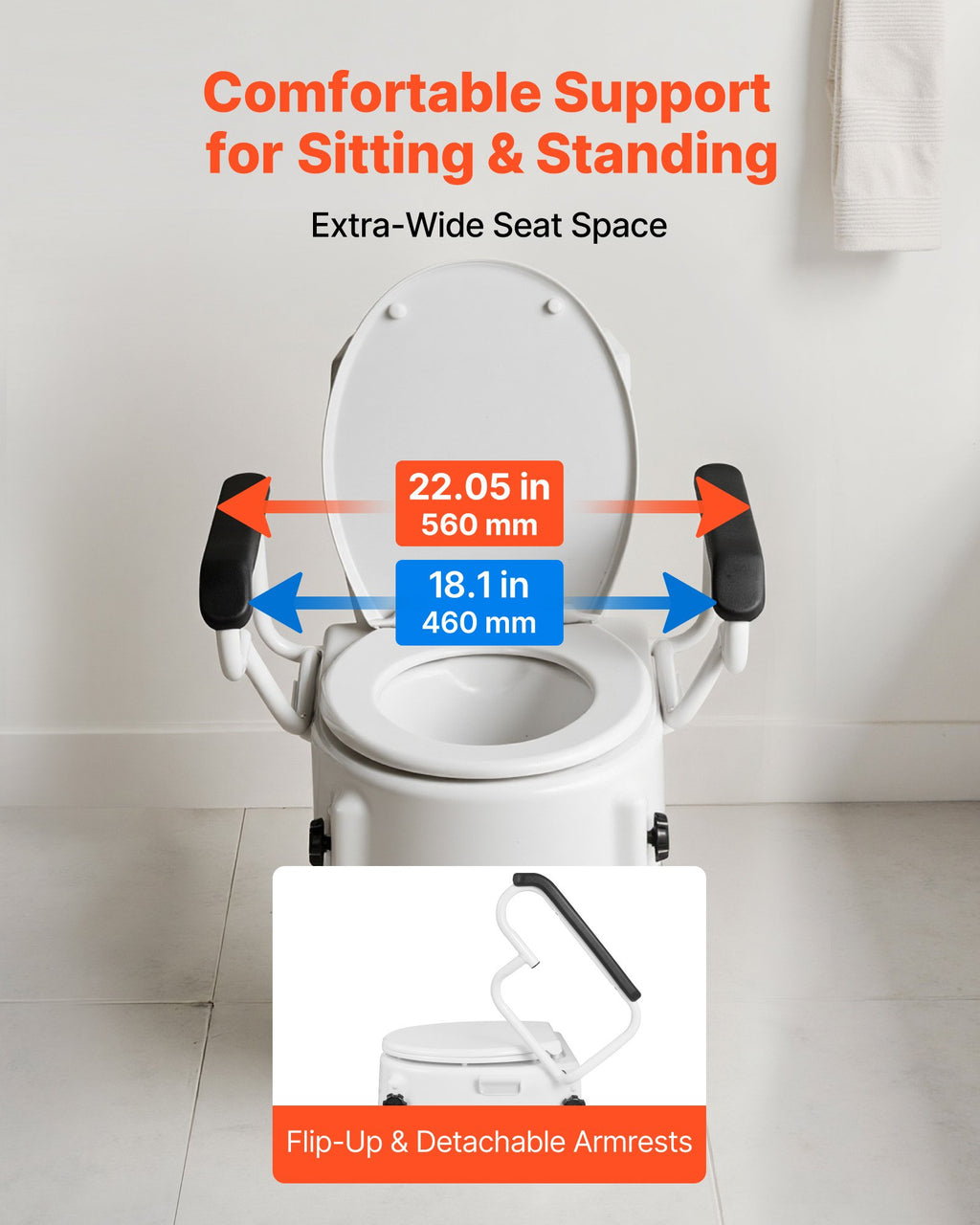 Paaukštinta tualeto sėdynė VEVOR SC7060H, 136,1 kg keliamoji galia