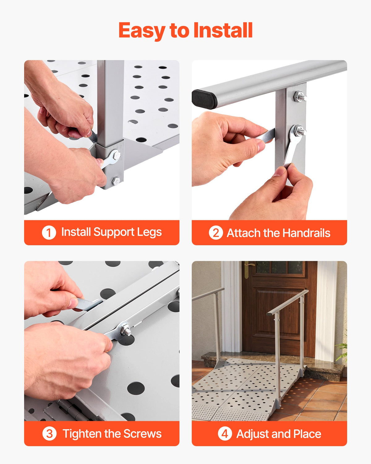 Neįgaliųjų vežimėlių rampa su turėklais VEVOR JJLXMKPDSFS001, 1140 x 850 mm