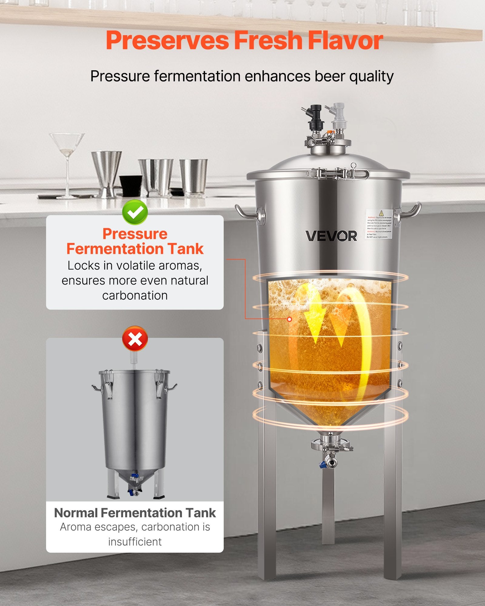 Koninis fermentatorius VEVOR DM-NF350-B, 30 l