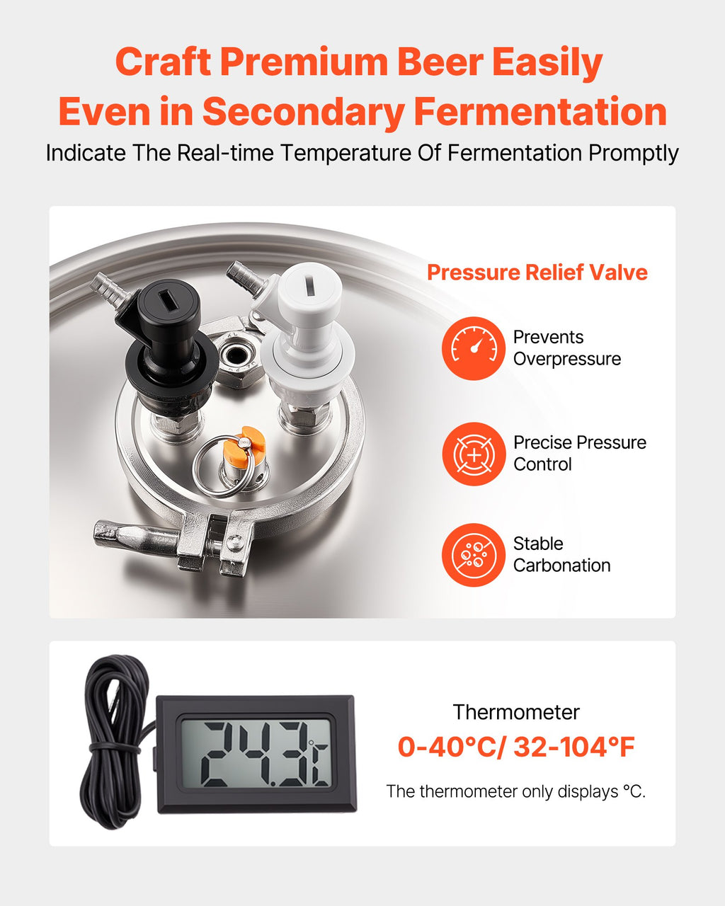 Koninis fermentatorius VEVOR DM-NF350-B, 30 l