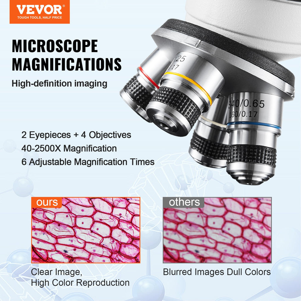 Binokulinis laboratorinis mikroskopas VEVOR XSP-36, 40X-2500X didinimas