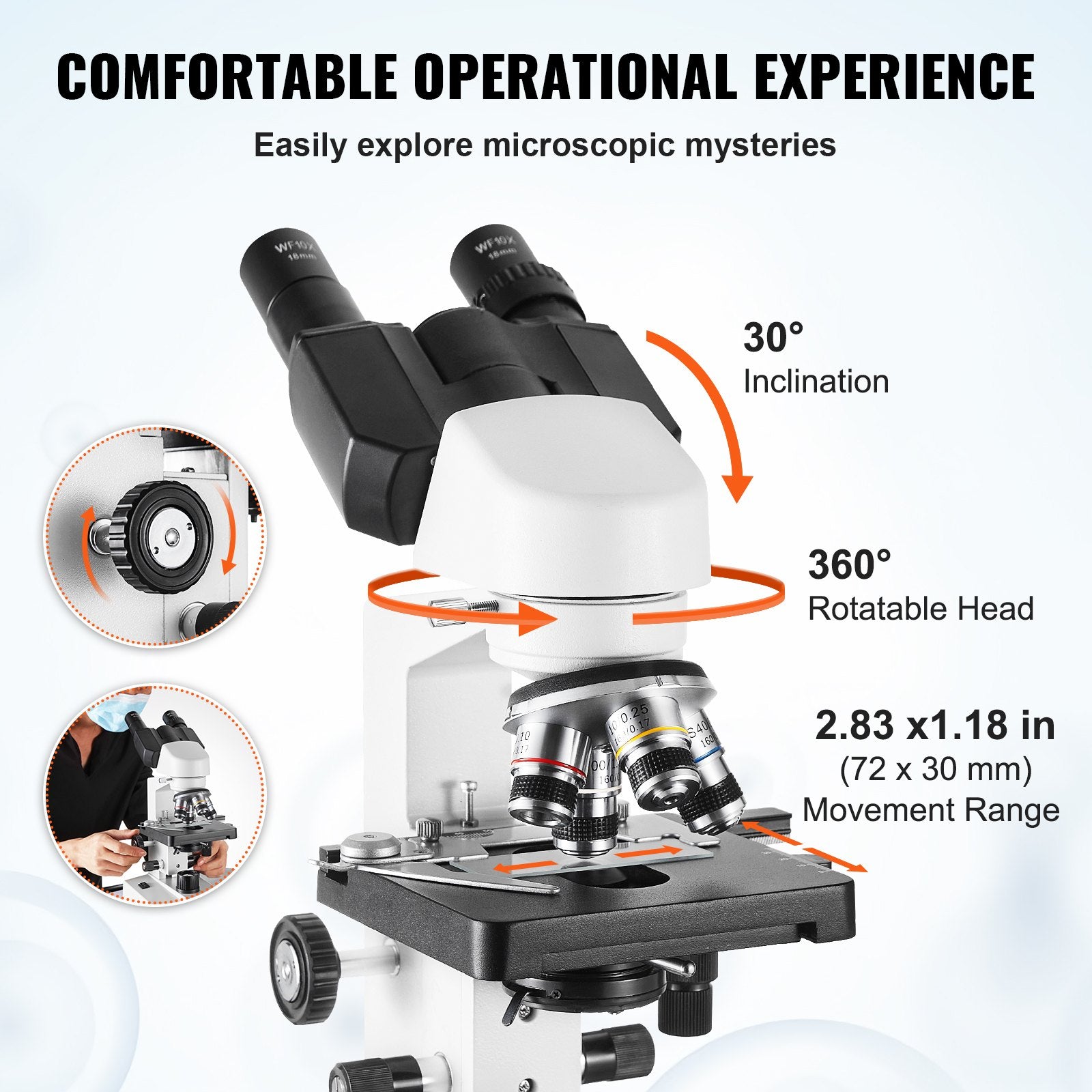 Binokulinis laboratorinis mikroskopas VEVOR XSP-36, 40X-2500X didinimas