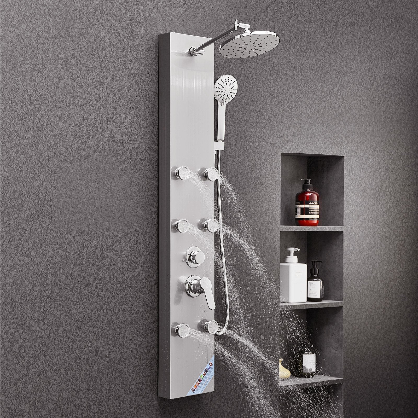 Dušo panelė VEVOR 7016FL, 124 cm, nerūdijantis plienas