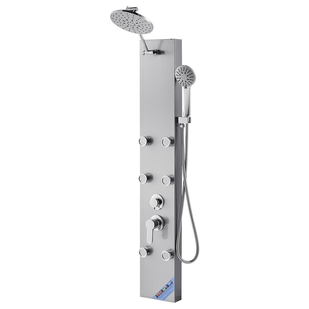 Dušo panelė VEVOR 7016FL, 124 cm, nerūdijantis plienas