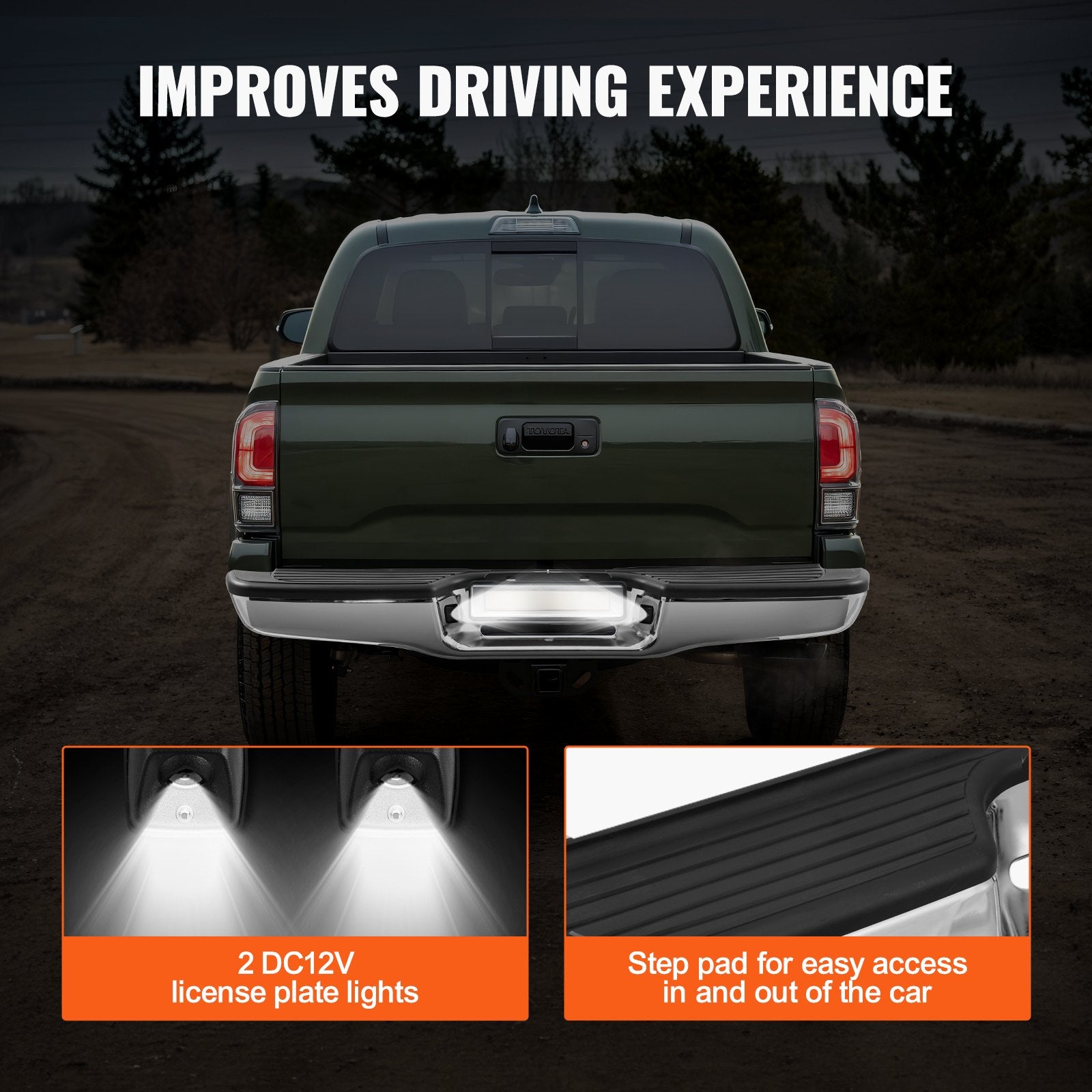 Galinis bamperis su laipteliu VEVOR Toyota Tacoma (1995-2004), chromuotas plienas