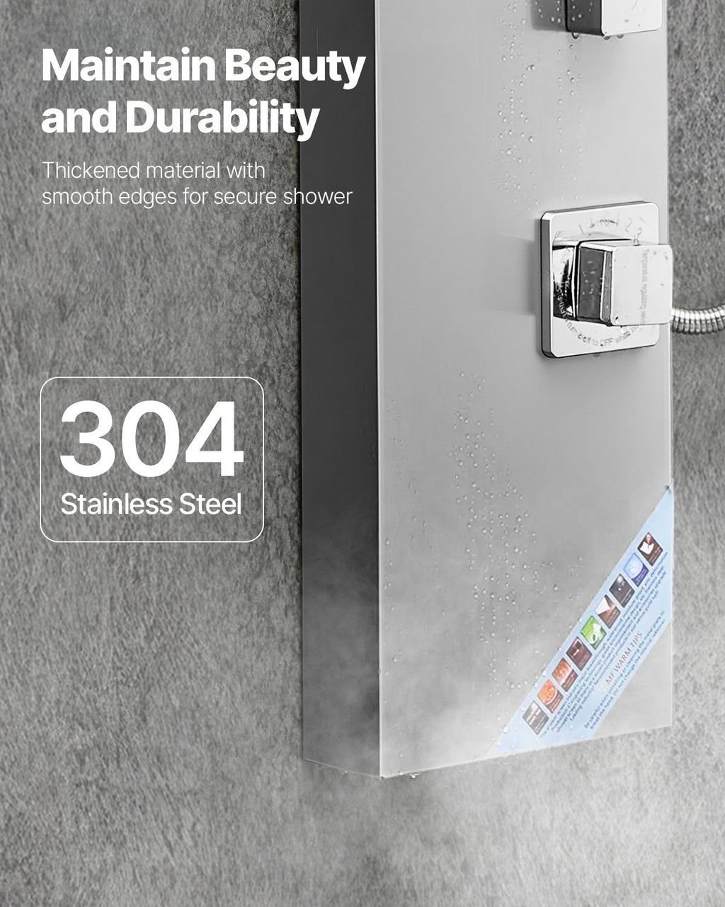 Dušo panelė VEVOR 5017FL, 134,5 cm nerūdijančio plieno
