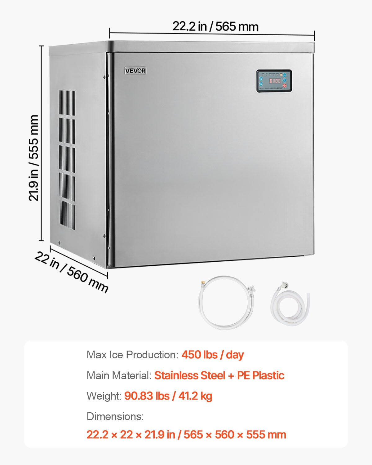 Pramoninis ledo generatorius (viršutinė dalis) VEVOR LB450TB, 204 kg/parą