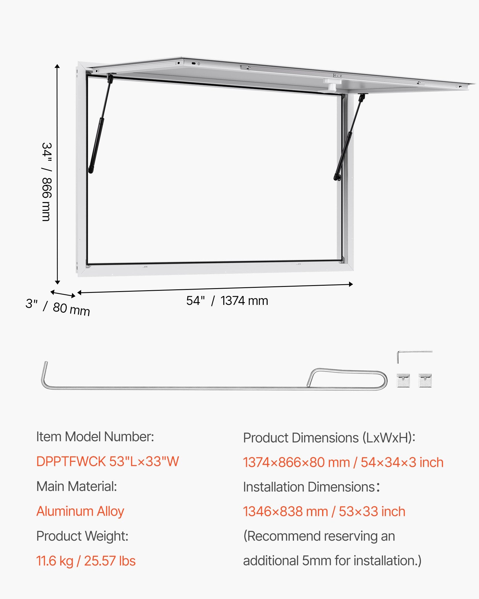 Prekybinis langas VEVOR DPPTFWCK, 135x84 cm
