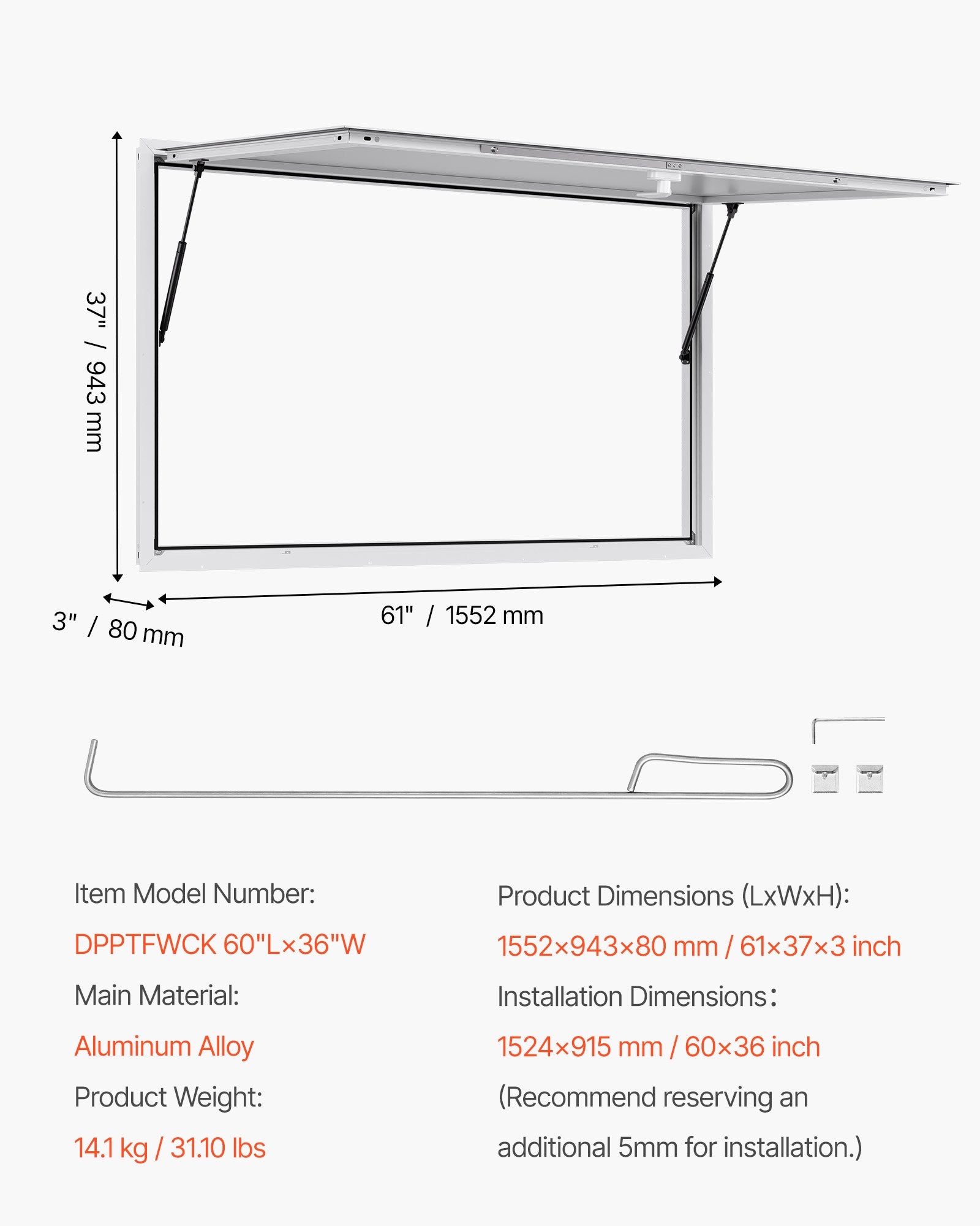 Prekybinis langas VEVOR DPPTFWCK, 152x92 cm