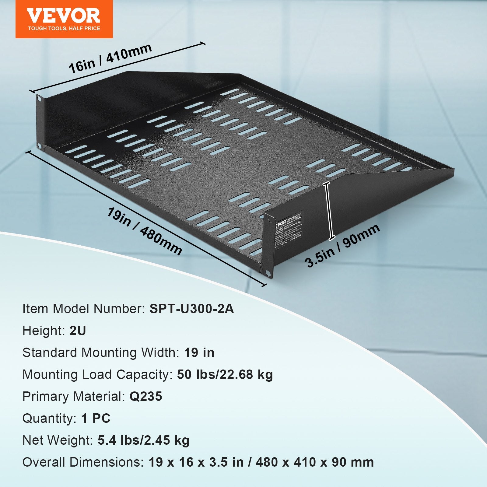 Serverio spintos lentyna VEVOR SPT-U300-2A, 23 kg apkrova