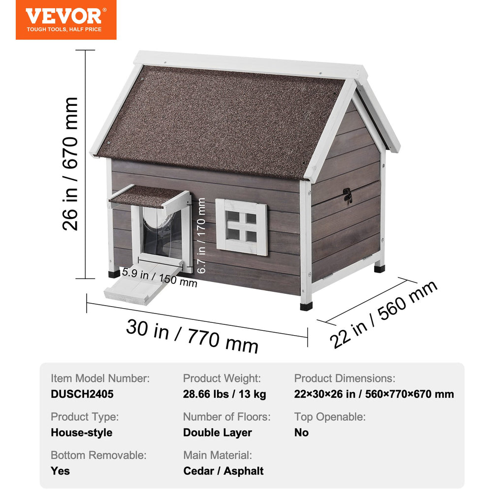 Lauko kačių namelis VEVOR DUSCH2405, 560x770x670 mm