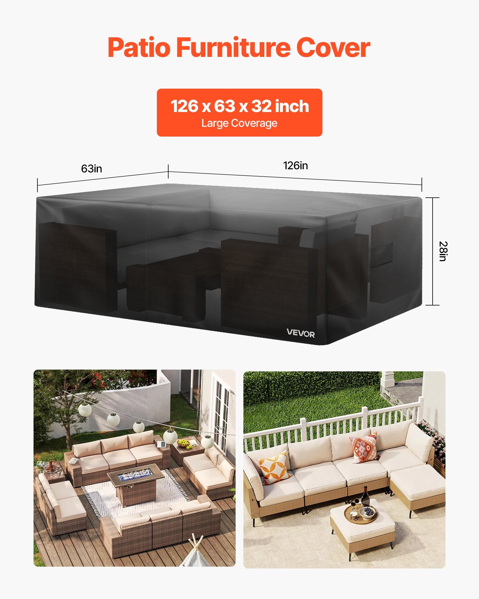Lauko baldų uždangalas VEVOR J-24V9, 320x160x71 cm
