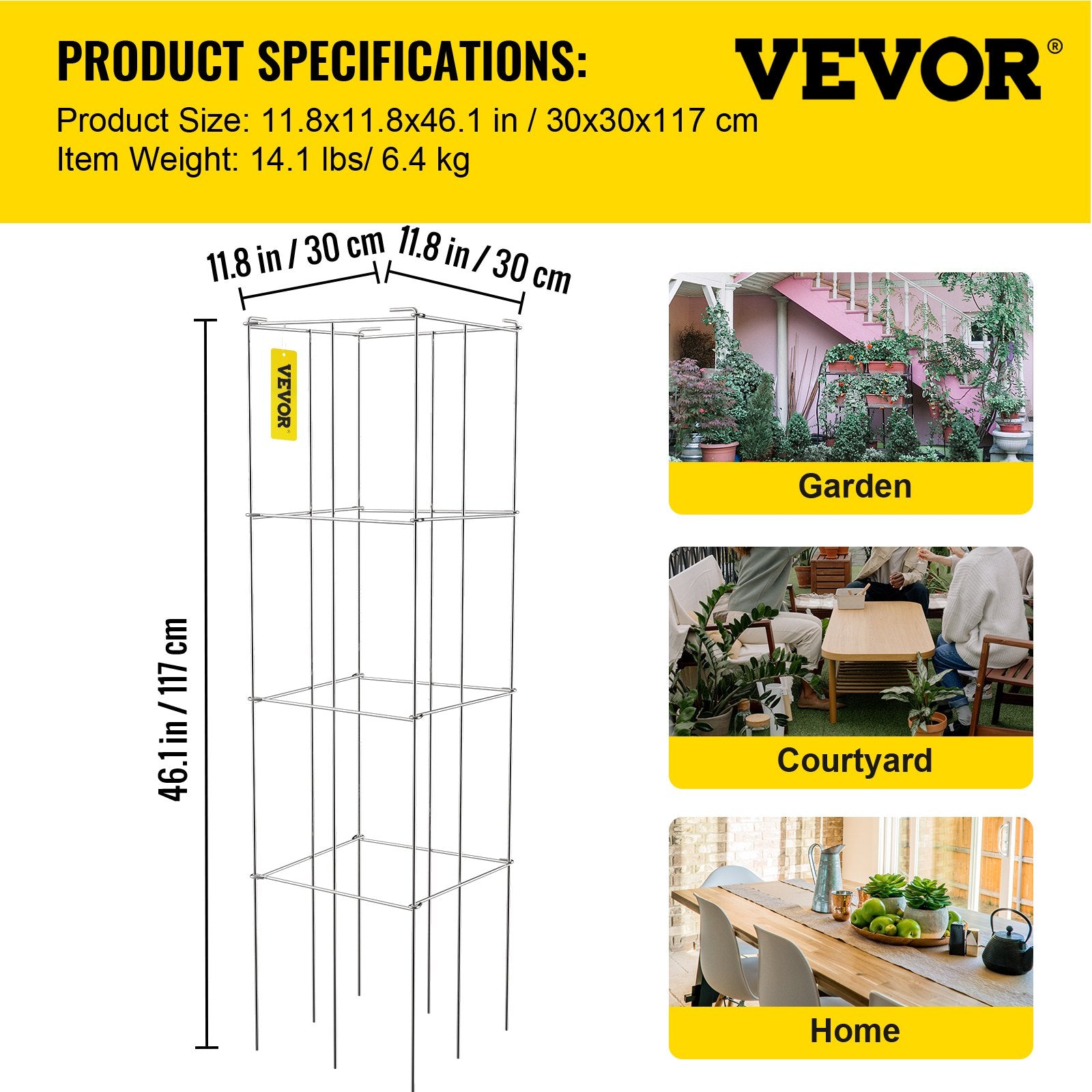 Atramos pomidorams VEVOR VV-KZDFQJ11.8X46YS5Z, 117 cm aukščio, 5 vnt.