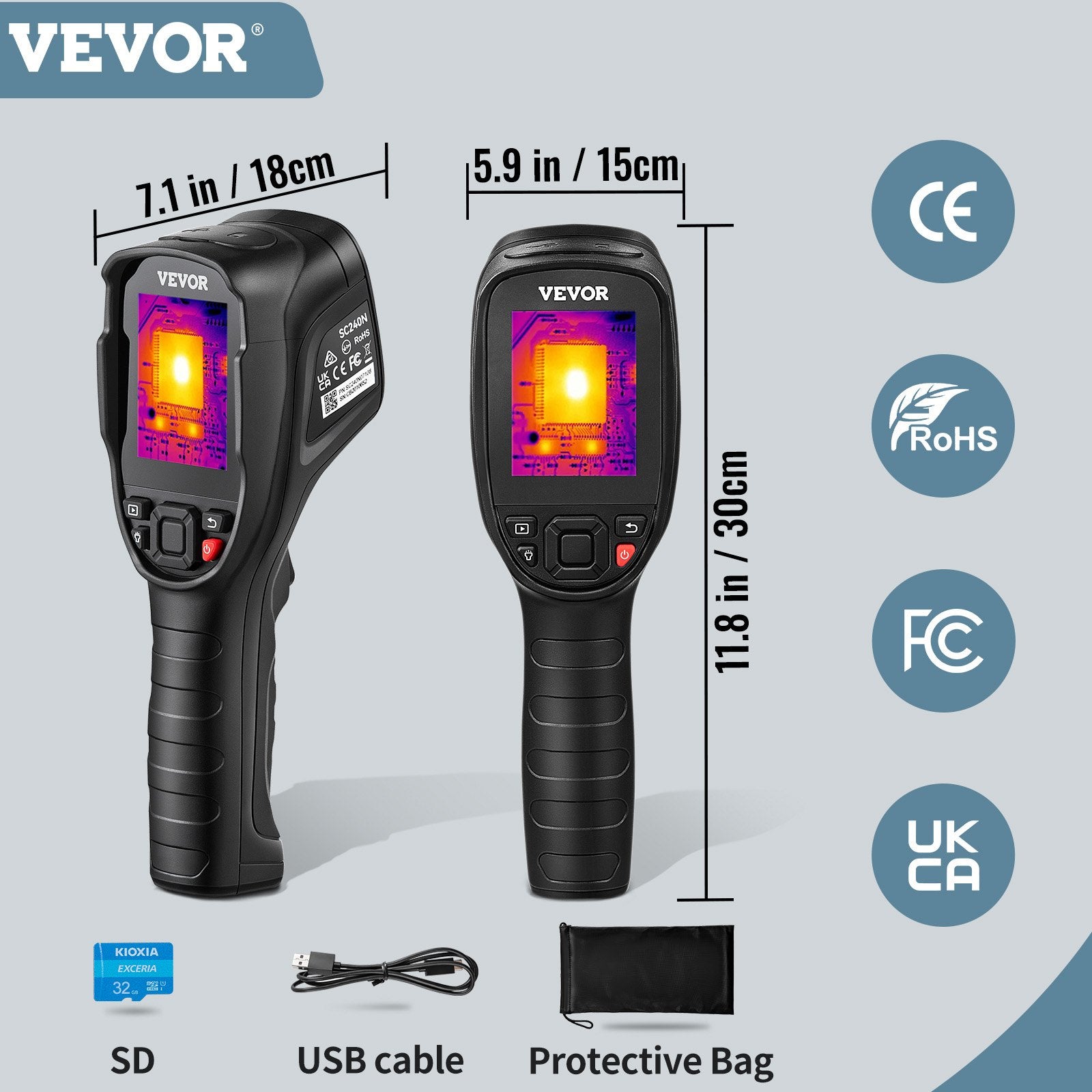 Termovizorius VEVOR SC204N, 240x180 raiška