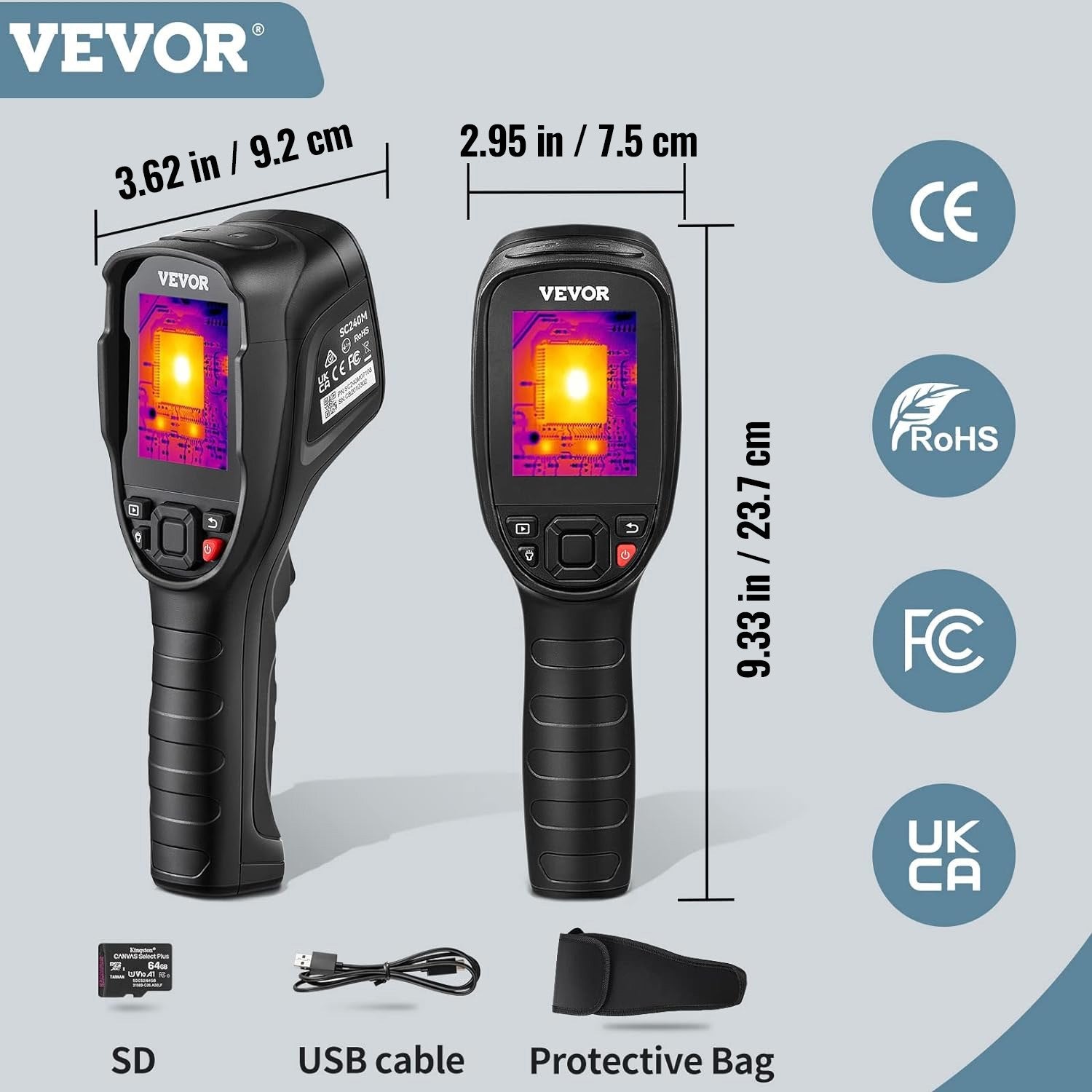 Termovizorius VEVOR SC240M, 320 x 240 raiška