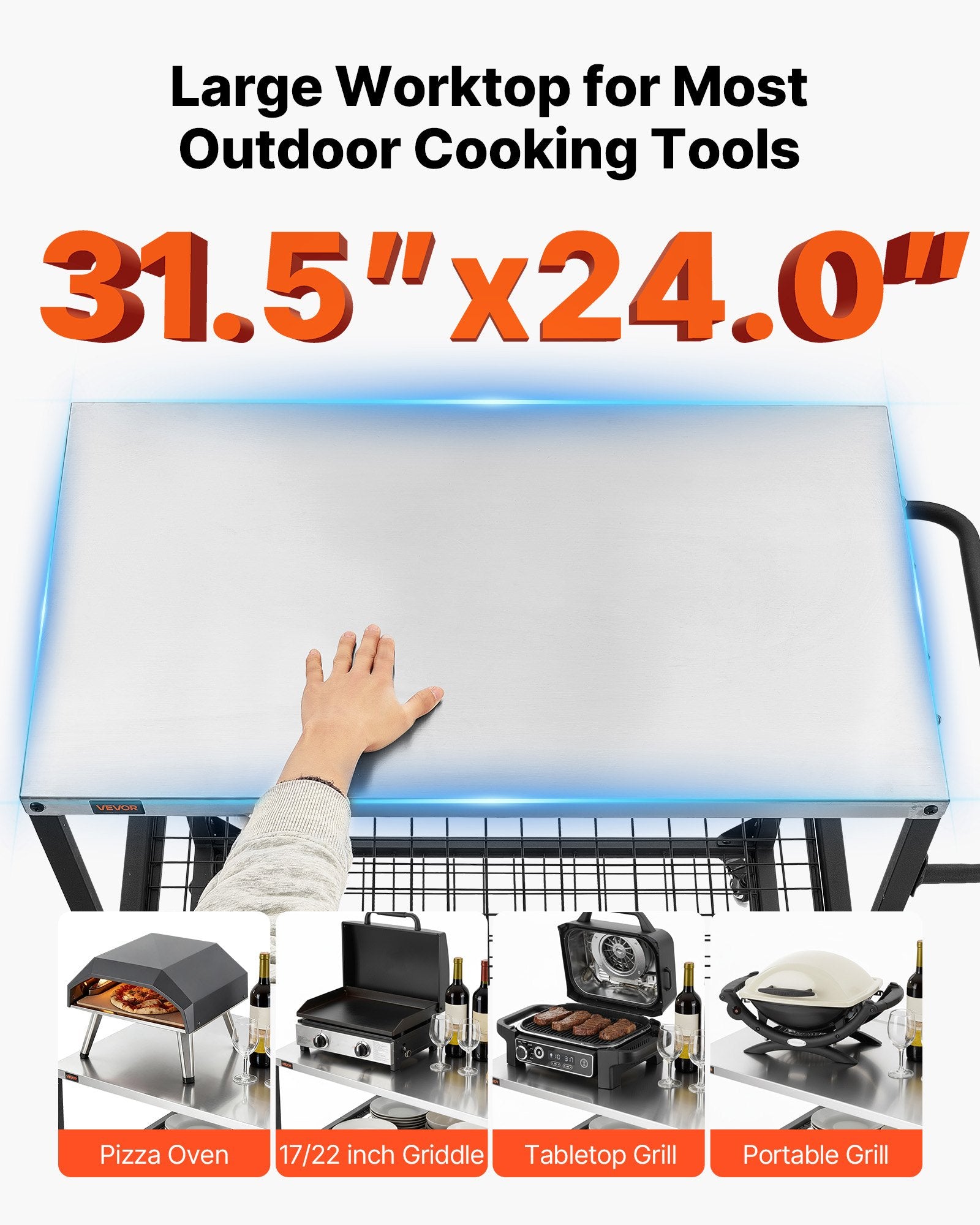 Lauko kepsninės vežimėlis VEVOR WER-V4, 800 x 610 mm