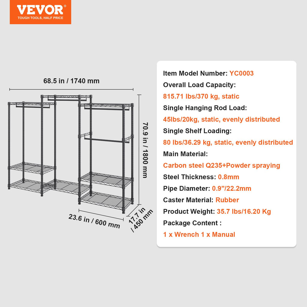 Drabužių kabykla VEVOR YC0003, 362 kg apkrova