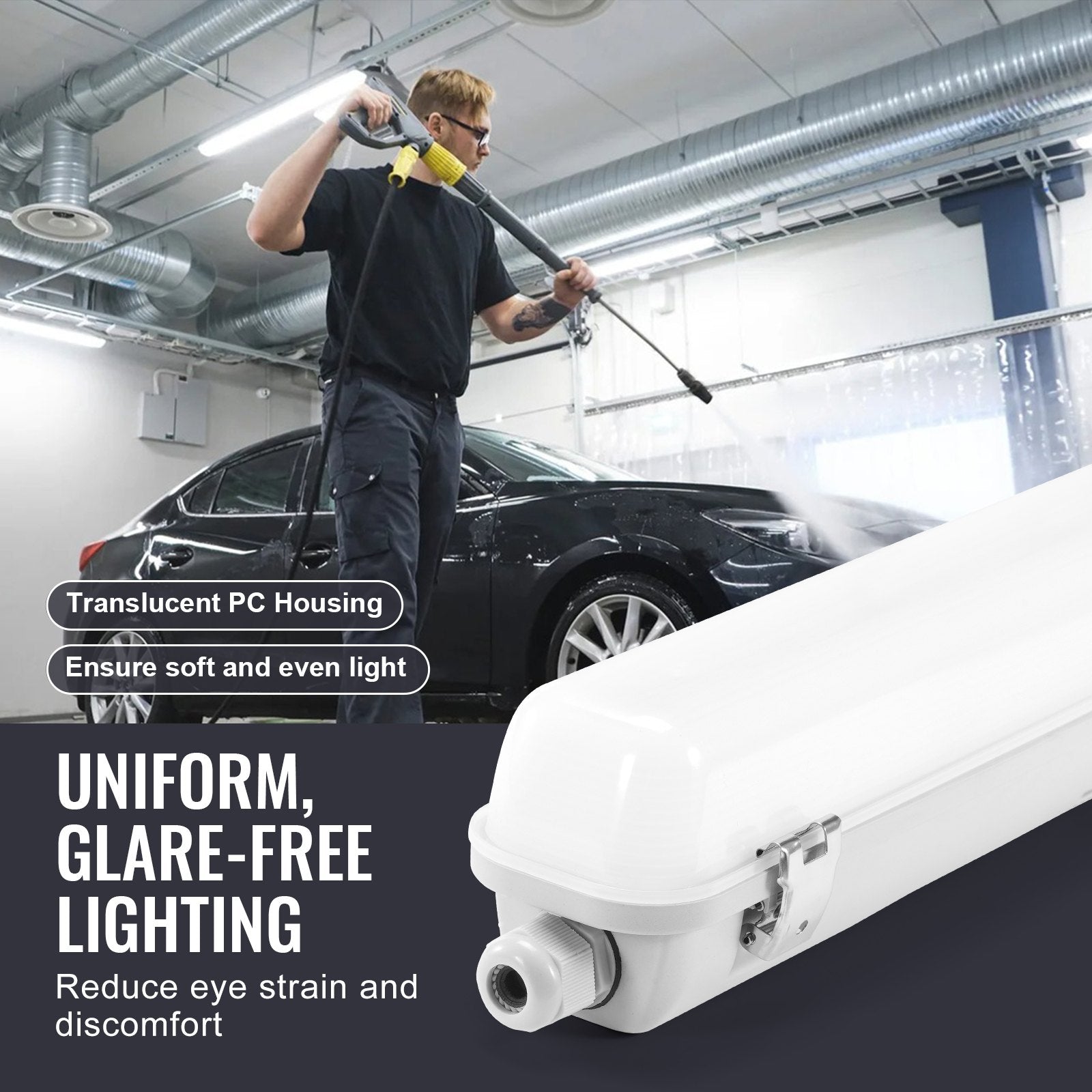 LED drėgmei atsparus šviestuvas VEVOR GT-SFD60D-E, 60W