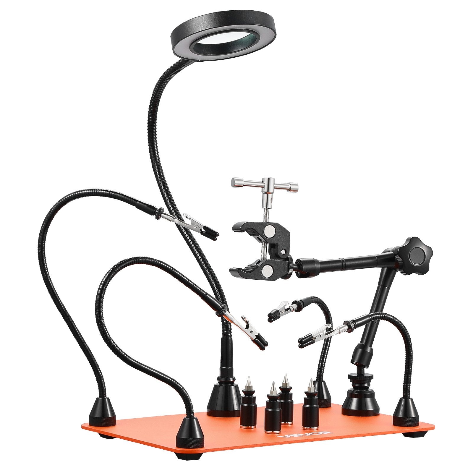Magnitinis litavimo stovas VEVOR LFS0205, su 3X didinamuoju stiklu ir LED apšvietimu
