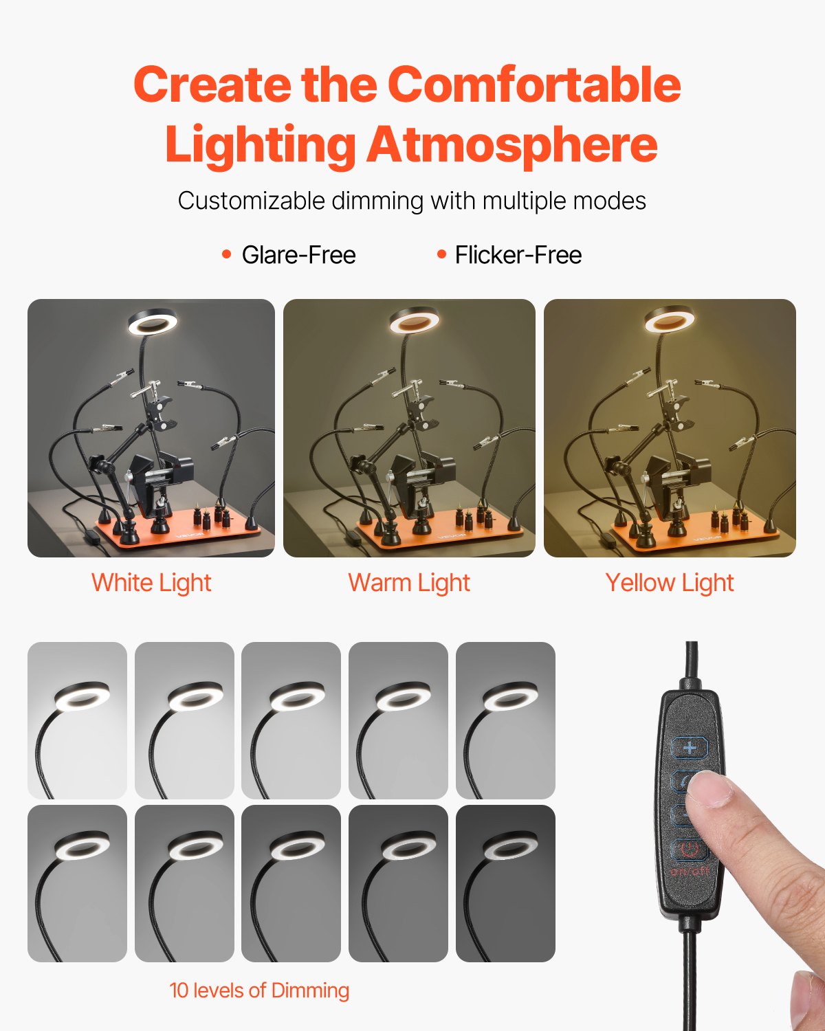 Magnetinis litavimo stovas VEVOR LFS0206, su 4 lanksčiomis rankenomis ir LED lempa