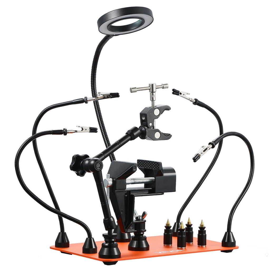Magnetinis litavimo stovas VEVOR LFS0206, su 4 lanksčiomis rankenomis ir LED lempa