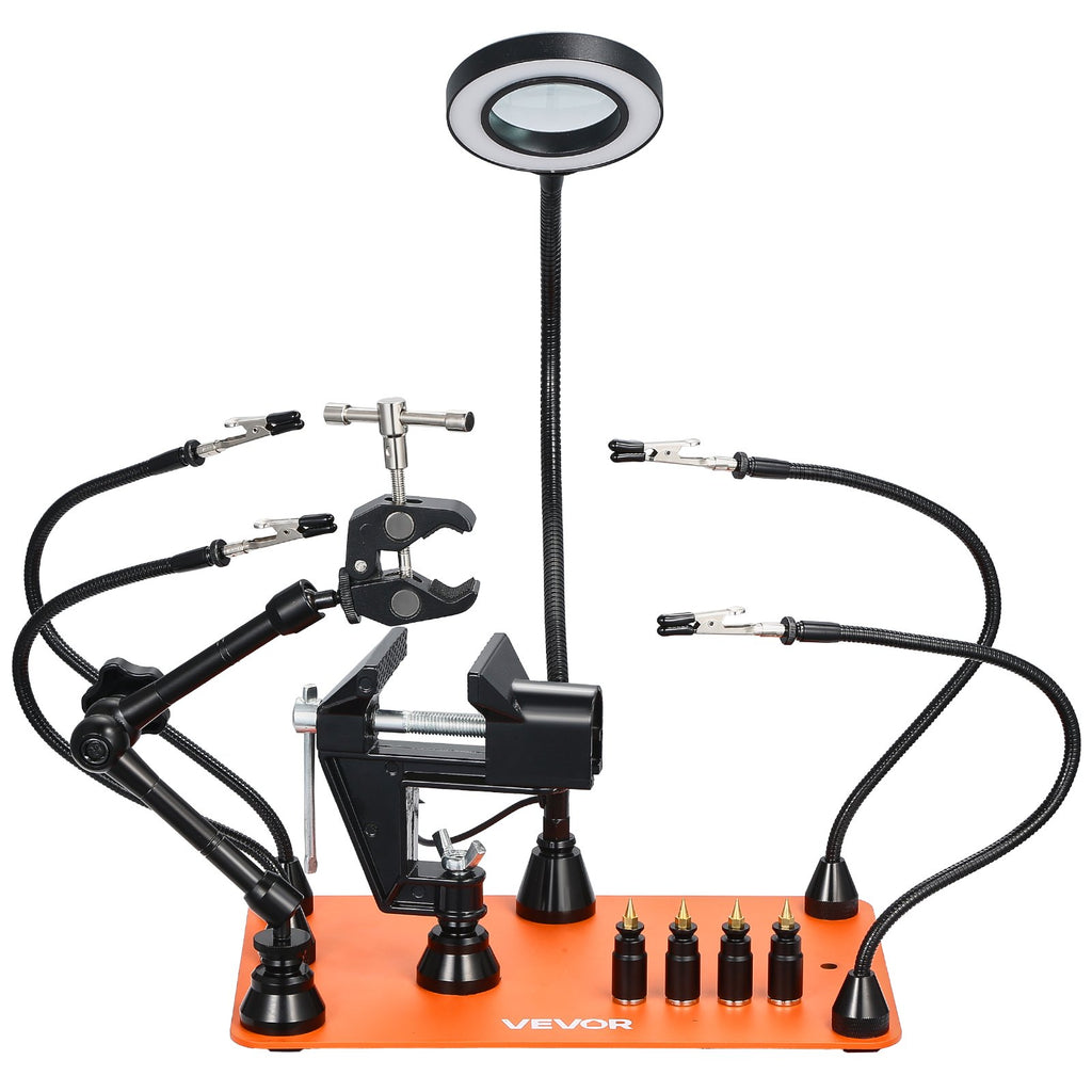 Magnetinis litavimo stovas VEVOR LFS0206, su 4 lanksčiomis rankenomis ir LED lempa