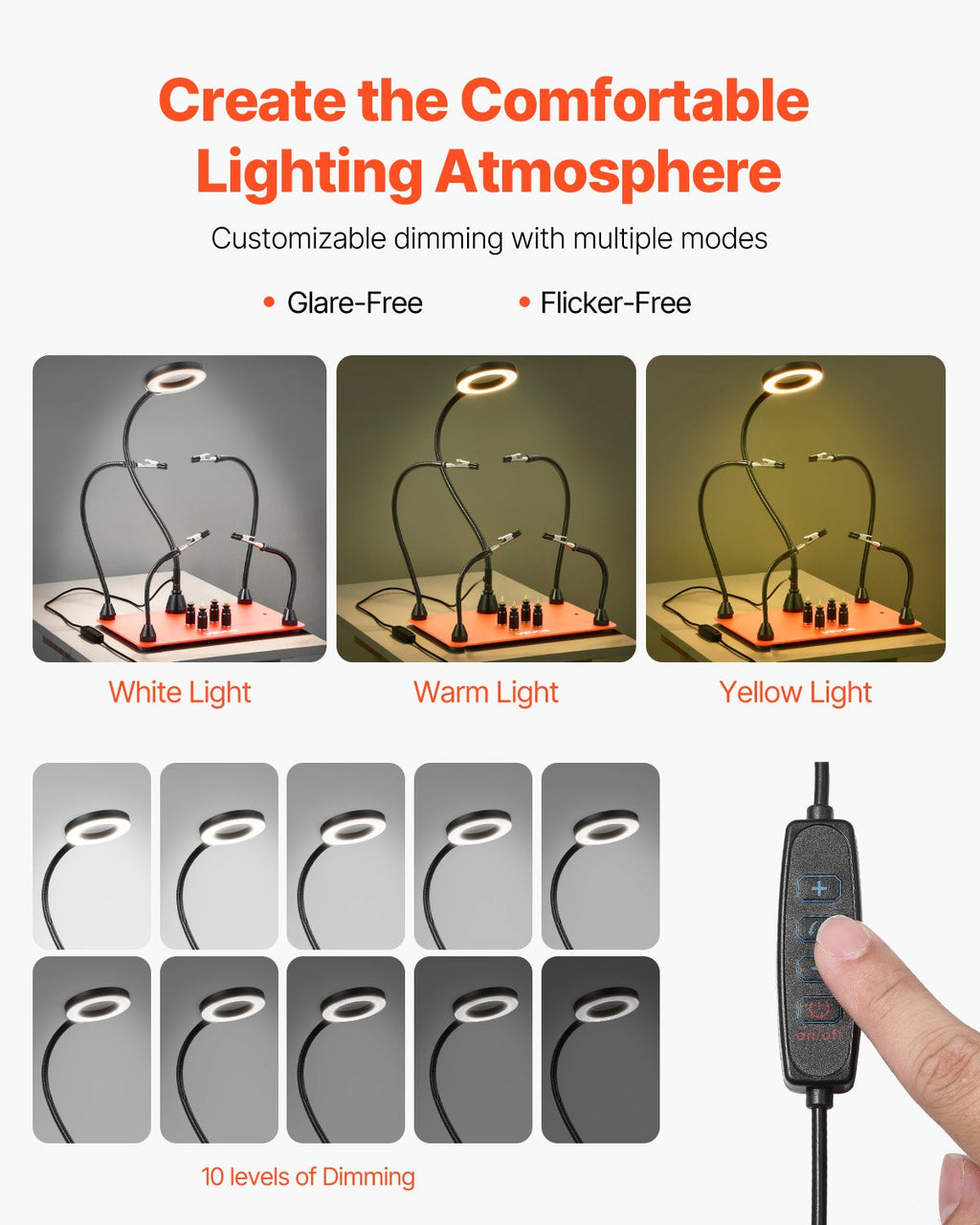 Magnetinis litavimo stovas VEVOR LFS0204, su 3X LED didinamuoju stiklu