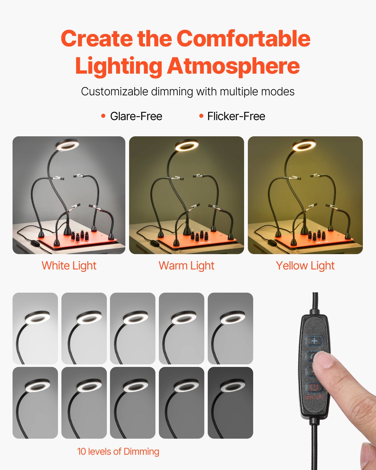 Magnetinis litavimo stovas VEVOR LFS0204, su 3X LED didinamuoju stiklu