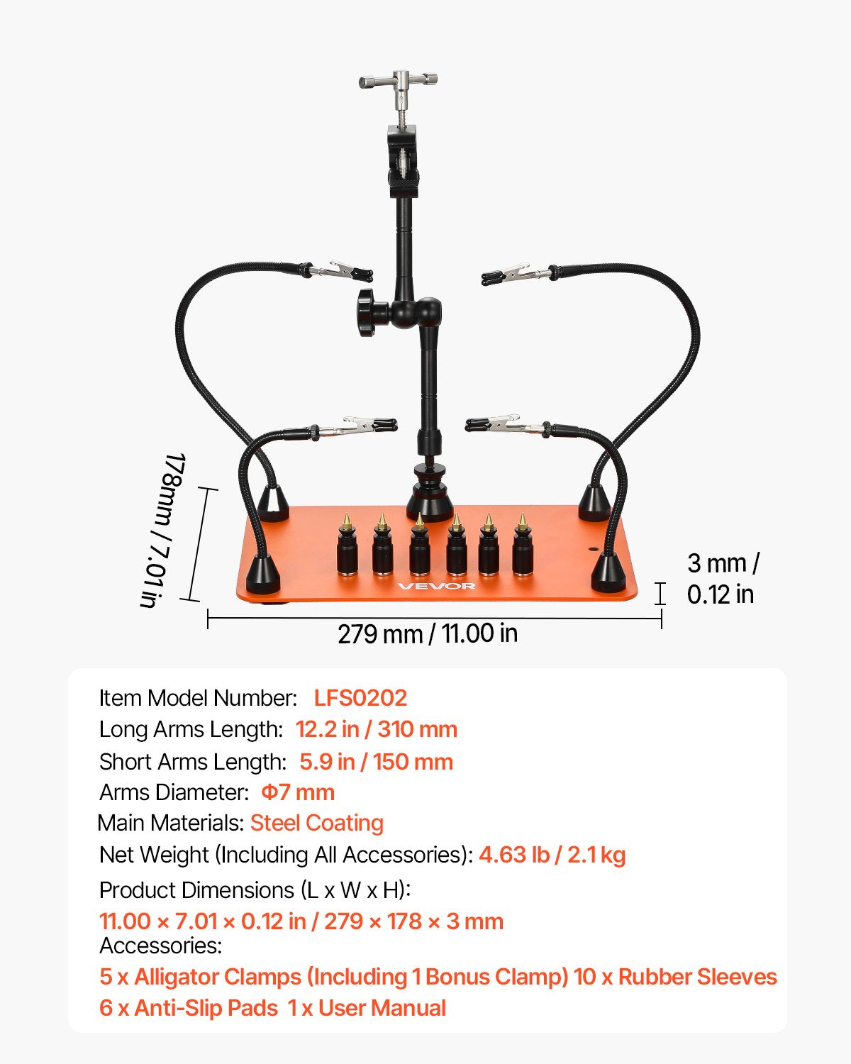 Magnetinis litavimo stovas VEVOR LFS0202, 4 lanksčios alkūnės