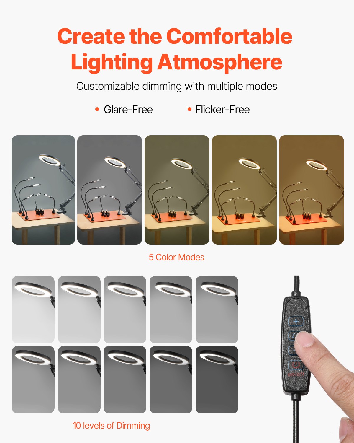 Magnetinis litavimo stovas VEVOR LFS0207, 3X LED padidinimo lempa