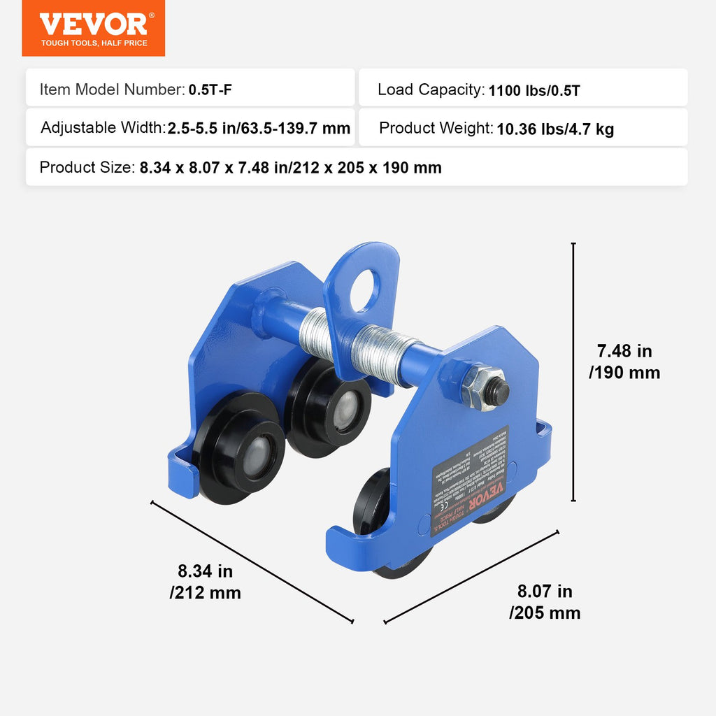 Rankinis vežimėlis sijai VEVOR 0.5T-F, 0,5 t keliamoji galia