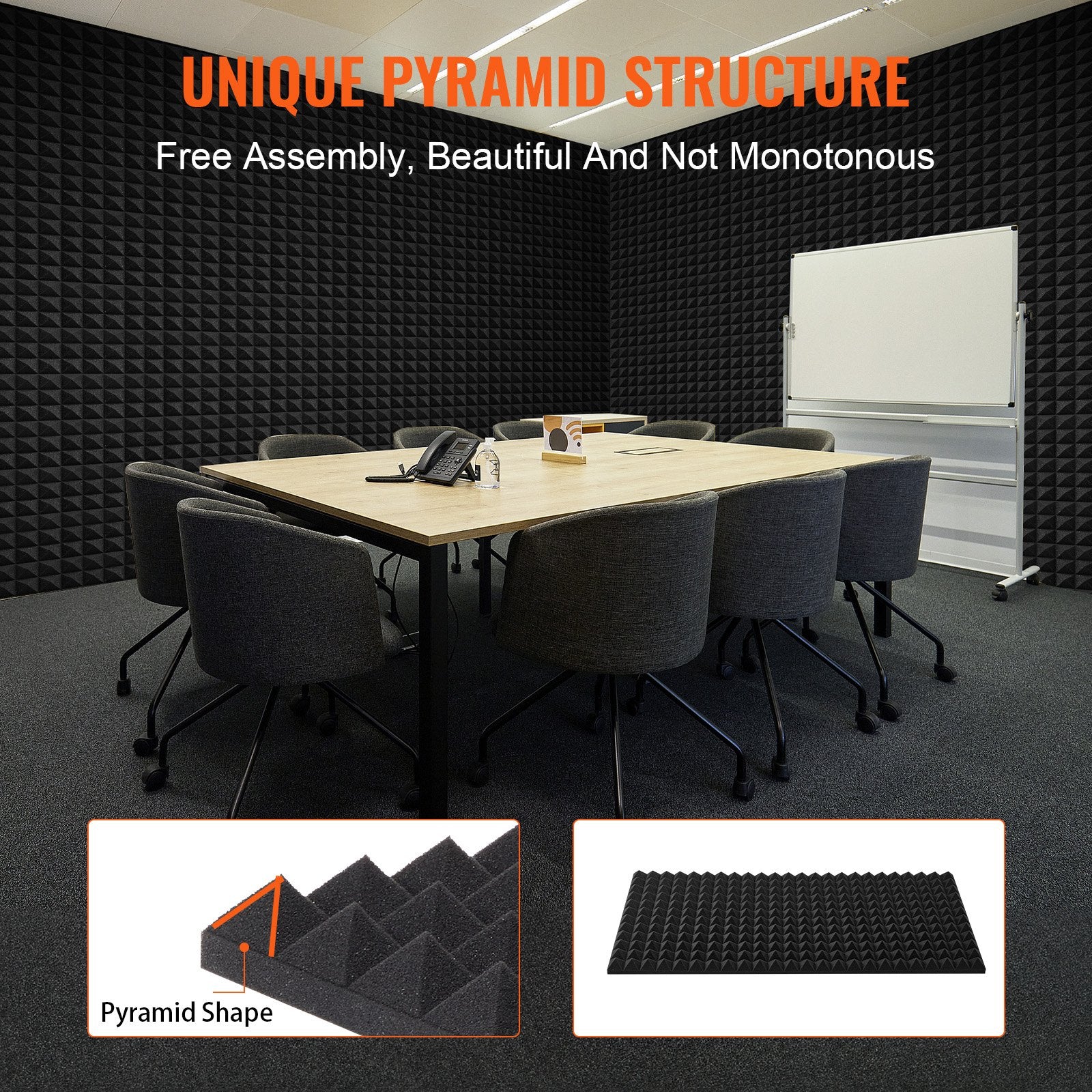 Akustinės putplasčio plokštės VEVOR JZT50-4, 1200 x 600 x 50 mm