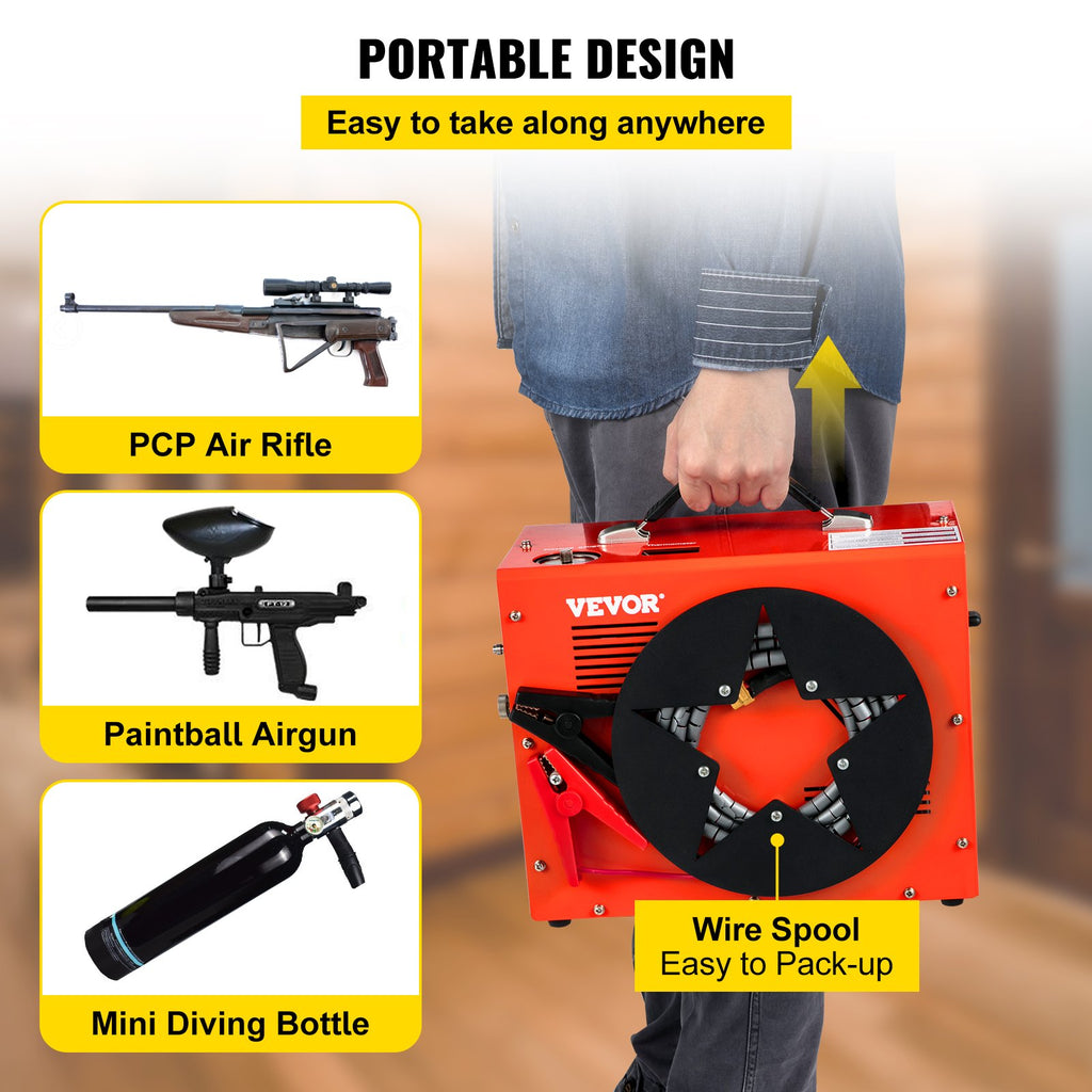 PCP oro kompresorius VEVOR SG-220V-110V-12VMC, 350W