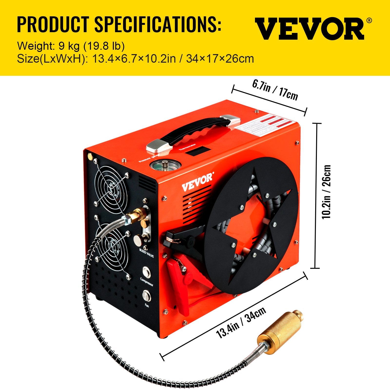 PCP oro kompresorius VEVOR SG-220V-110V-12VMC, 350W