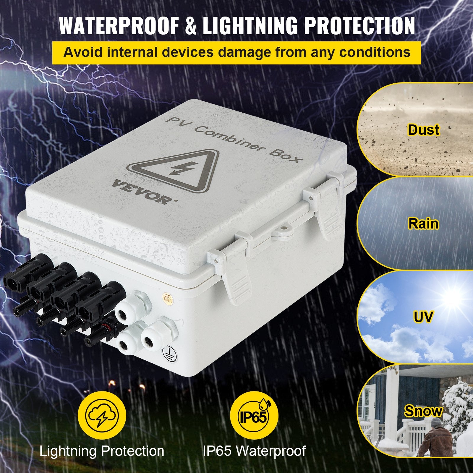 Saulės elektrinės sujungimo dėžutė VEVOR SP-HL-P202010-15A, 4 kanalų