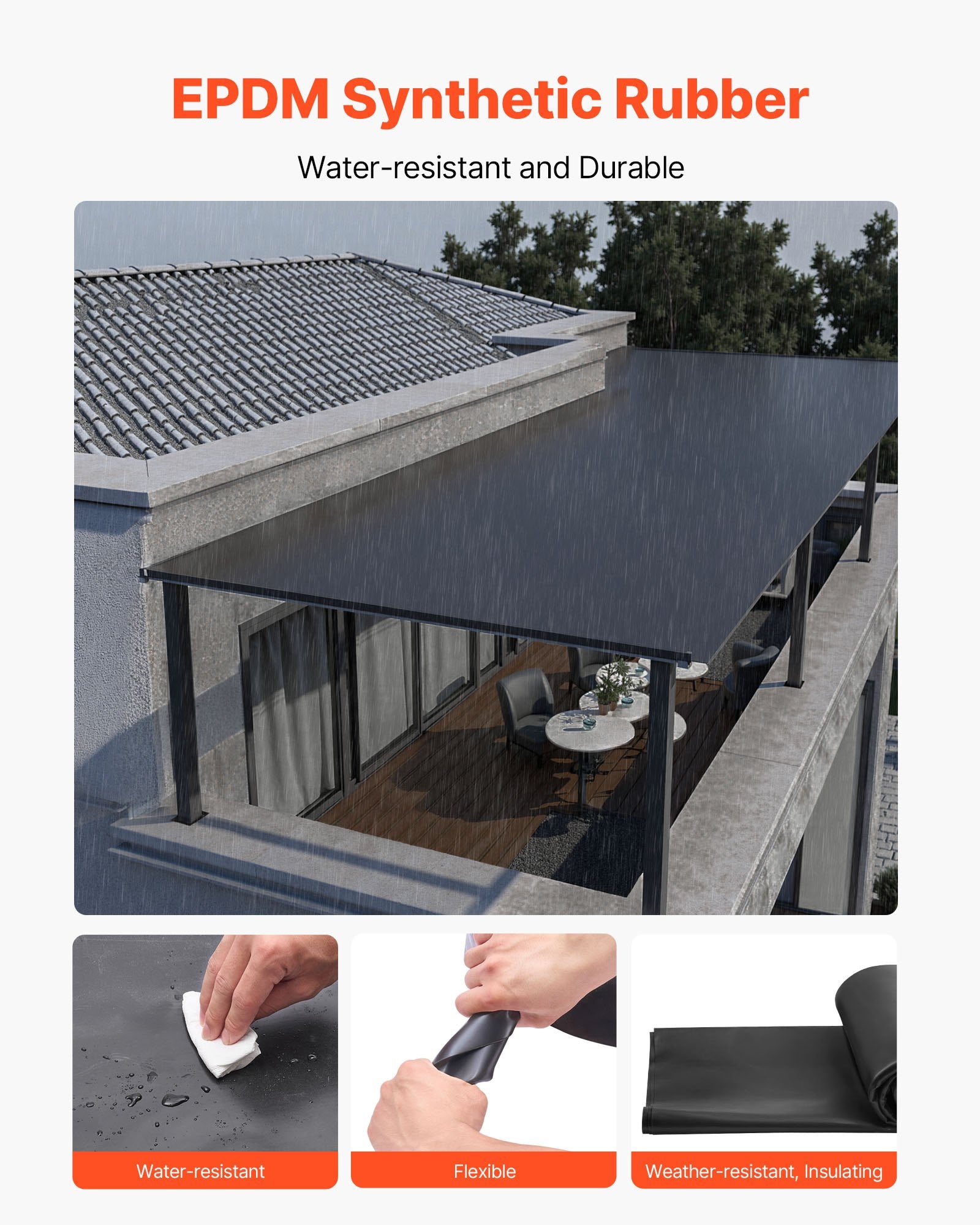 EPDM stogo danga VEVOR EPDM-S-002, 4,57 x 4,57 m