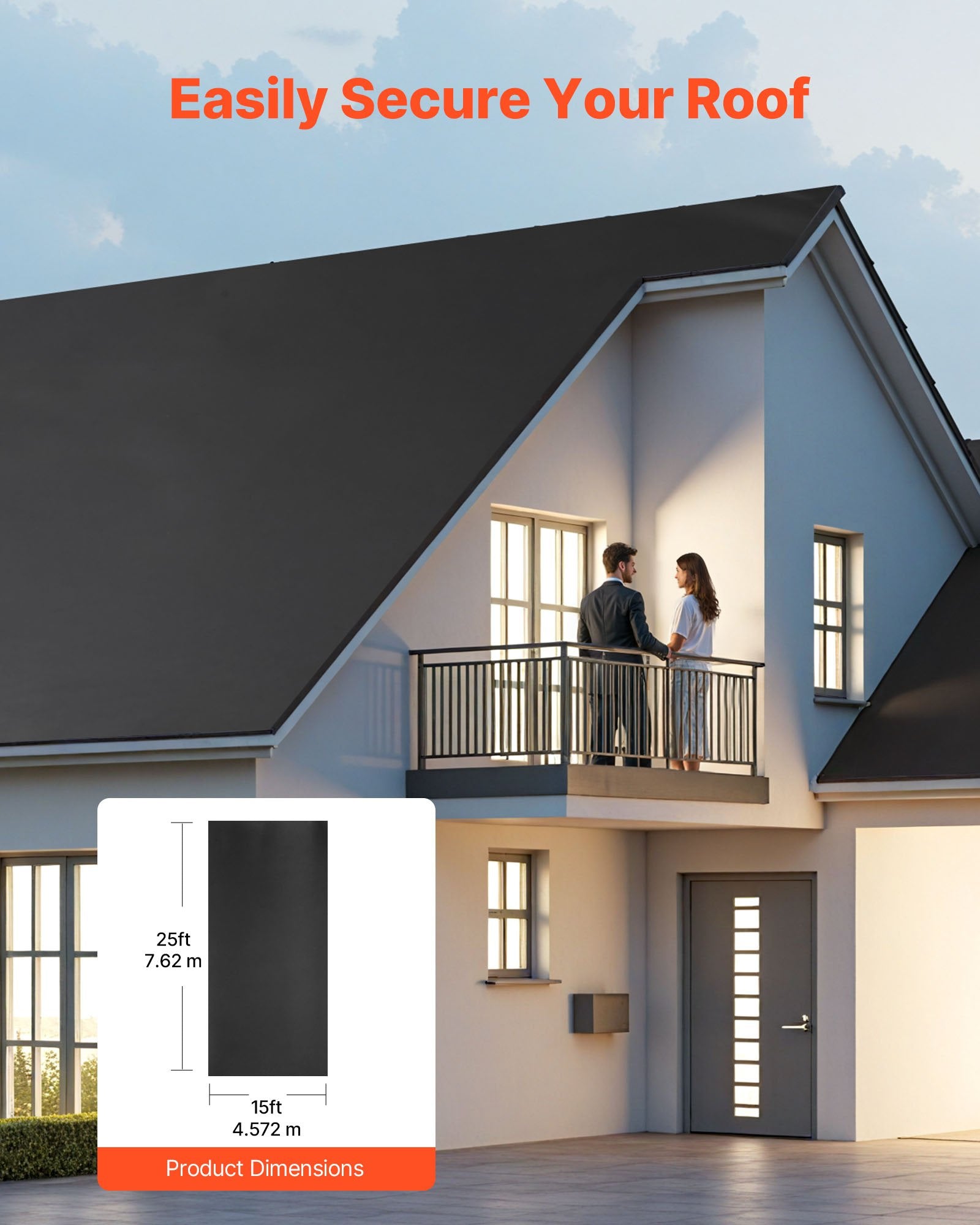 EPDM stogo danga VEVOR EPDM-S-004, 4.57 x 7.62 m