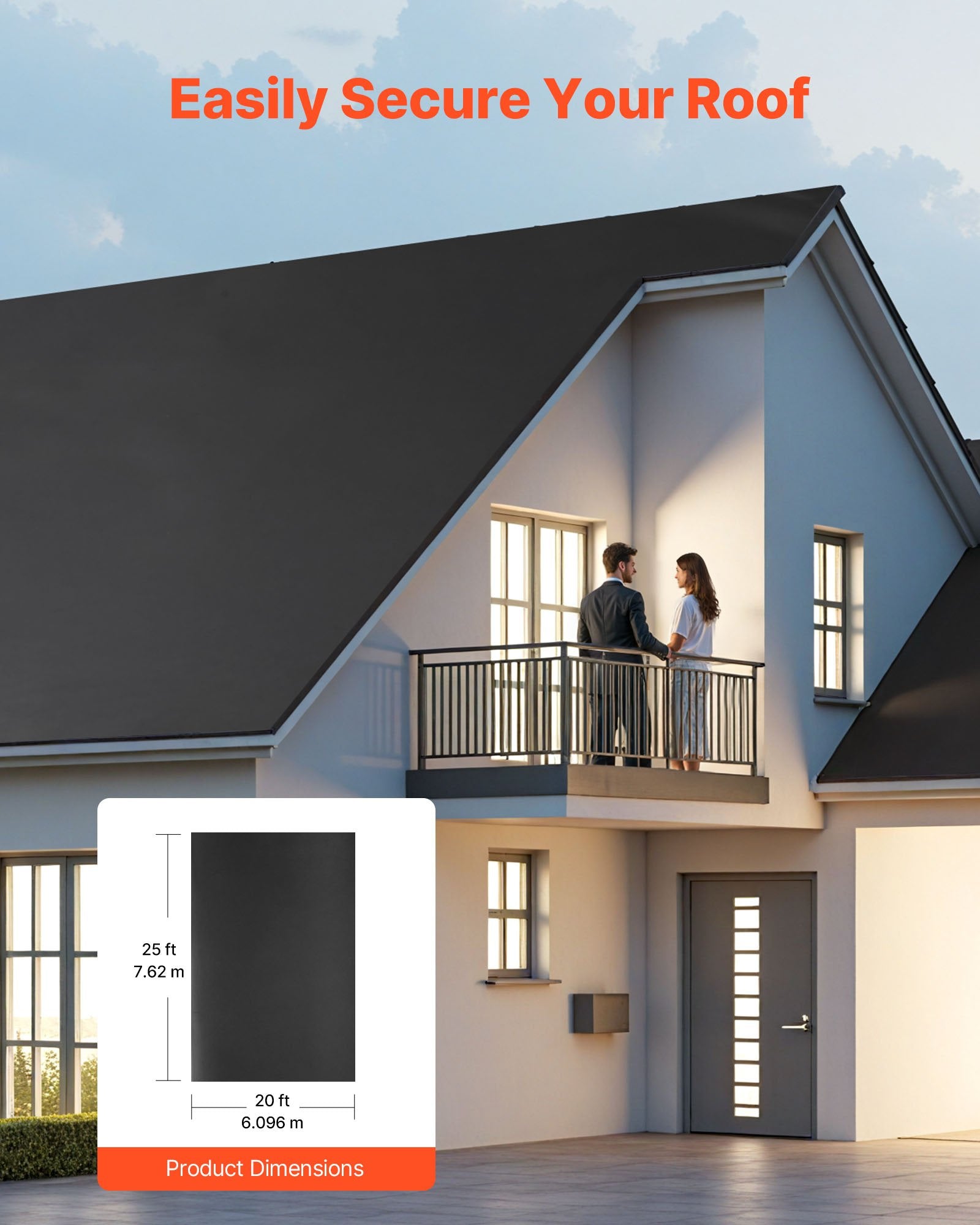 EPDM stogo danga VEVOR EPDM-S-007, 6,1 x 7,6 m