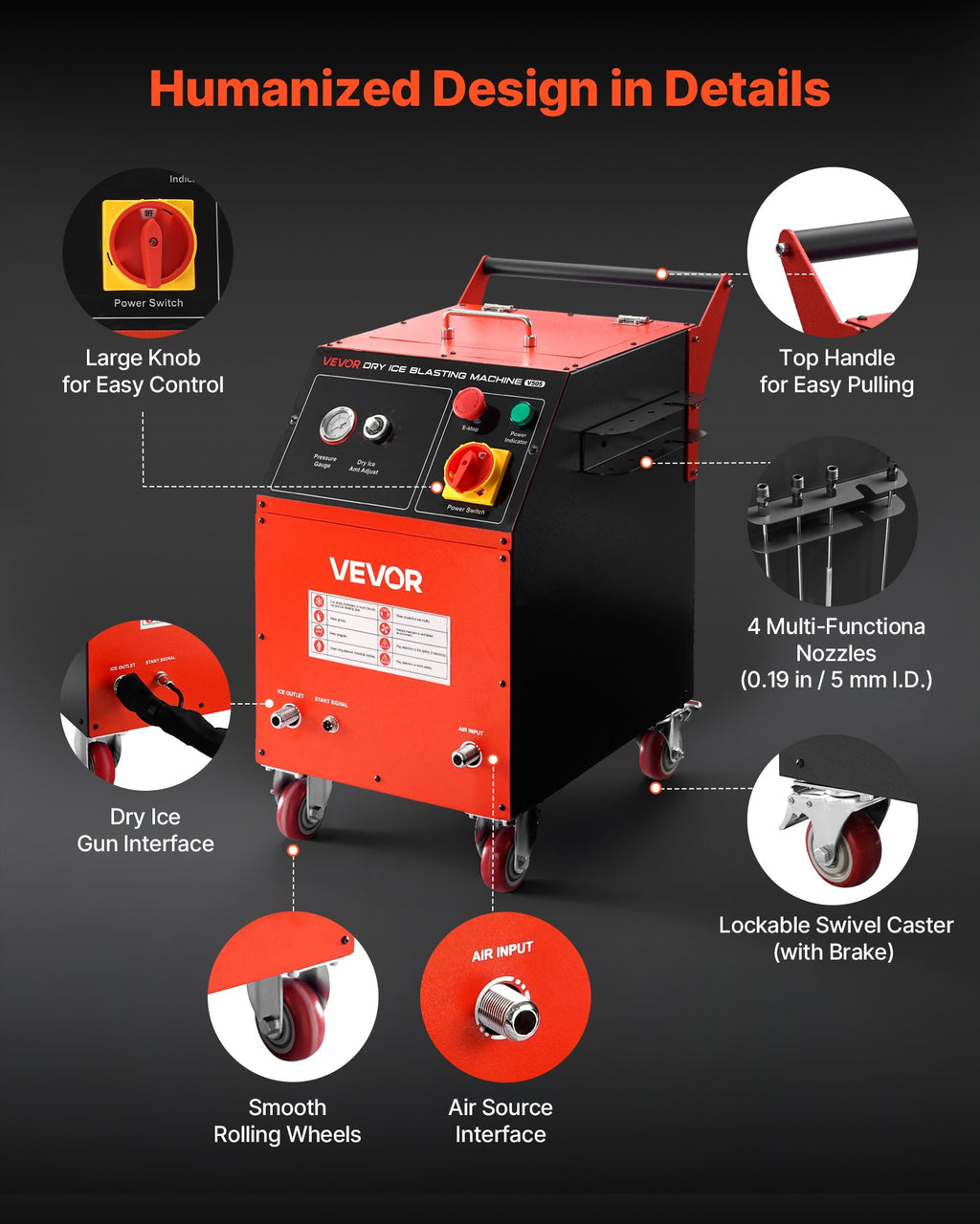 Sauso ledo valymo įrenginys VEVOR V505, 5 kg talpa
