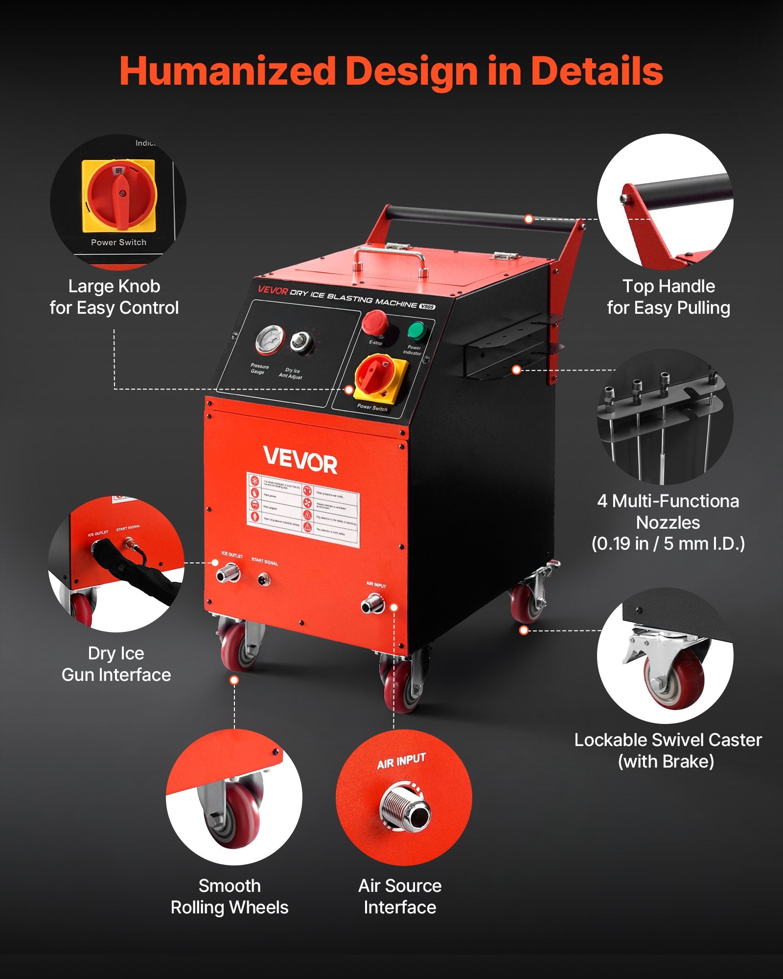 Sauso ledo valymo įrenginys VEVOR V505, 5 kg talpa