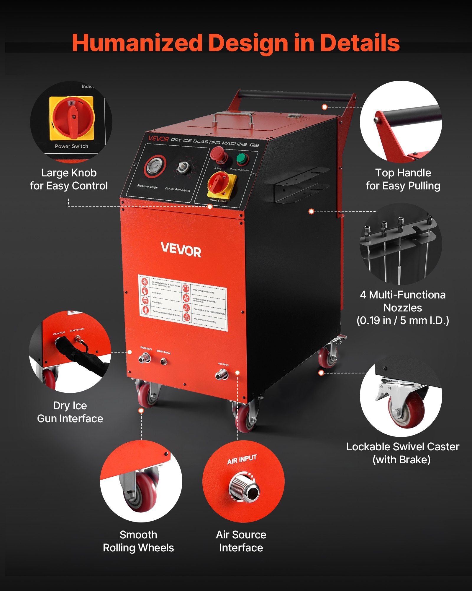 Sauso ledo valymo įrenginys VEVOR V507, 7,5 kg talpa