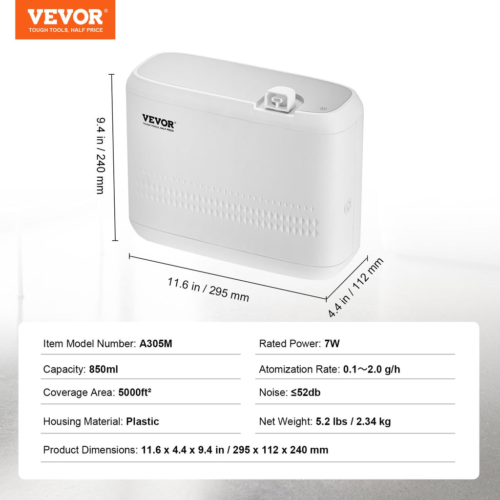 HVAC kvapų difuzorius VEVOR A305M, 850 ml