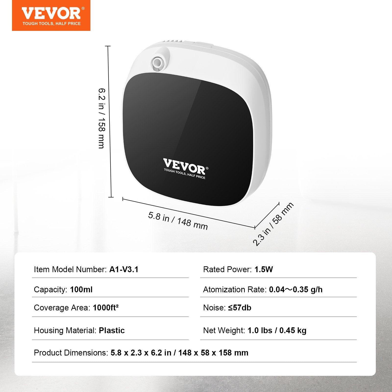 Kvapų difuzorius VEVOR A1-V3.1, 100 ml talpa