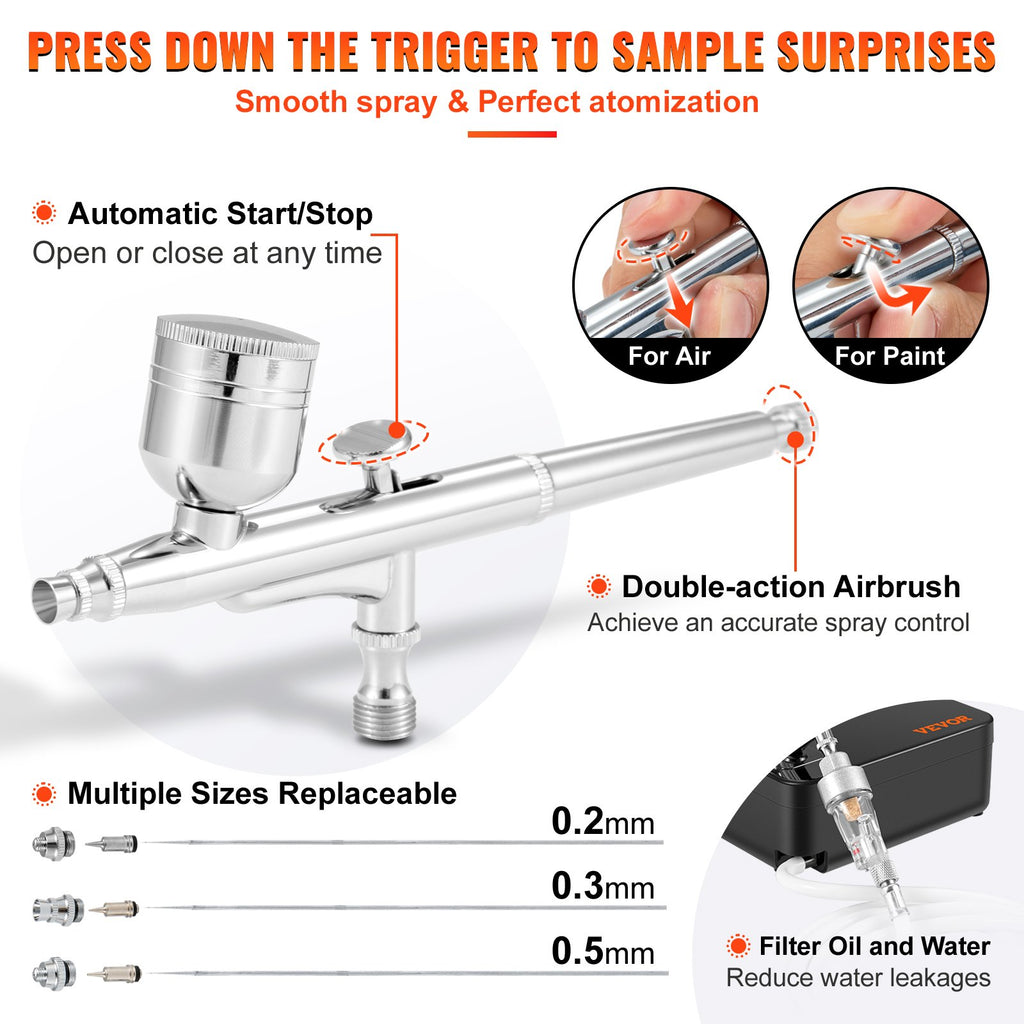 Aerografo rinkinys VEVOR Portable Airbrush Set, 30 psi