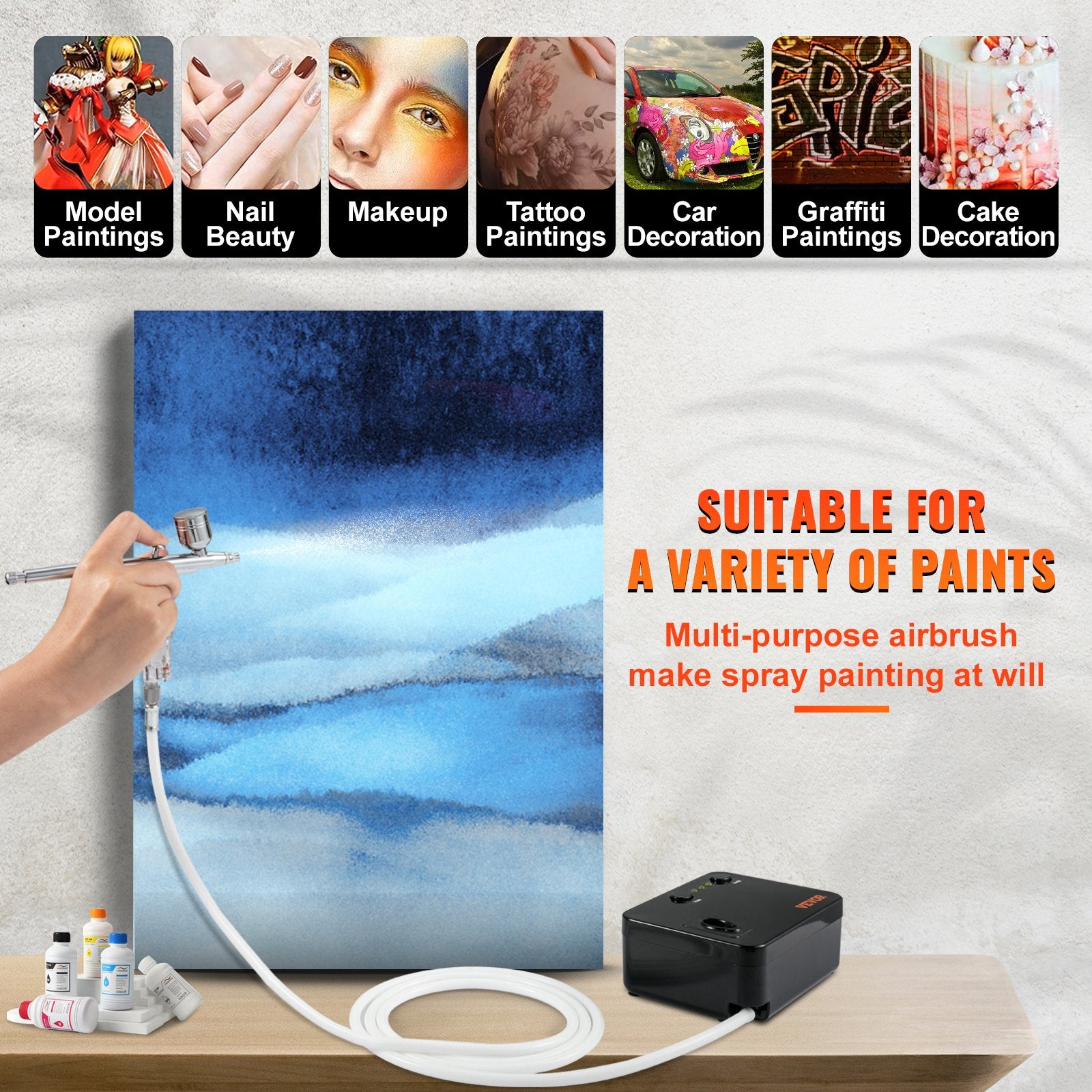 Aerografo rinkinys VEVOR Portable Airbrush Set, 30 psi