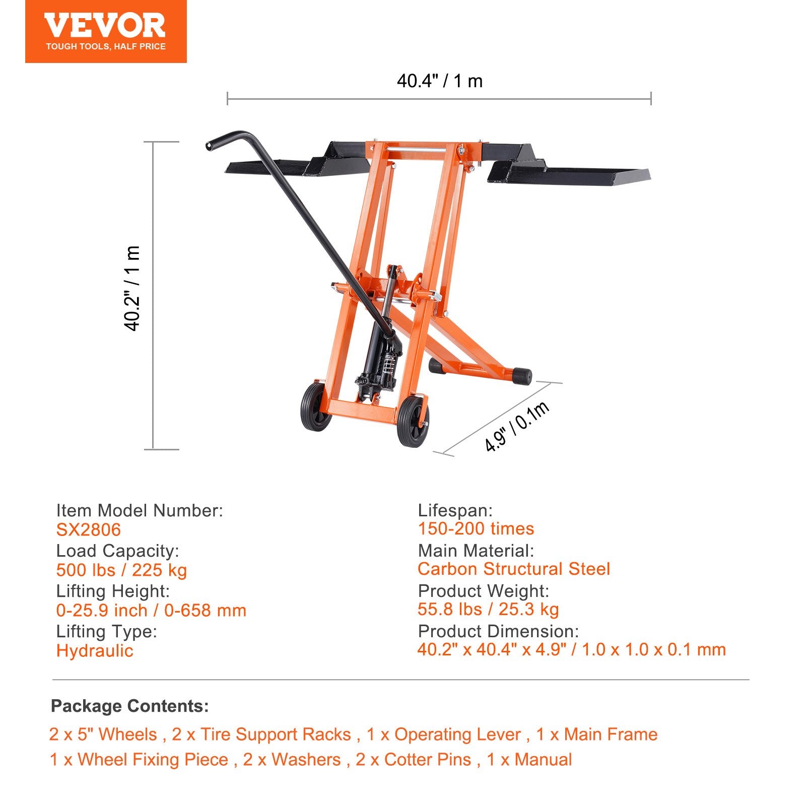Žoliapjovės keltuvas VEVOR SX2806, 225 kg keliamoji galia