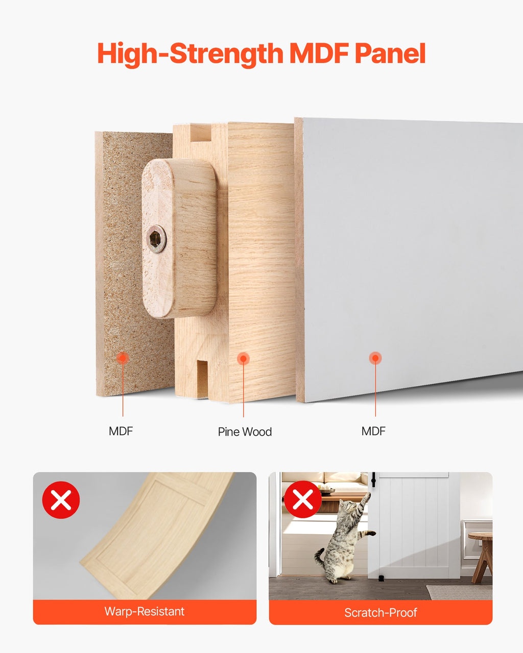 Stumdomos daržinės tipo durys VEVOR 36HM, 914 x 2134 mm
