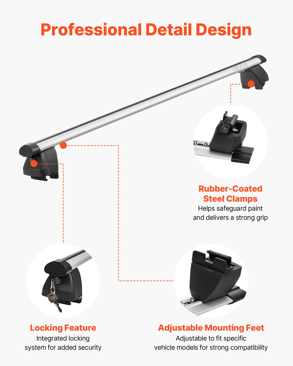 Stogo skersiniai VEVOR HJ-RB021bar+RB015-120CM, 90 kg keliamoji galia