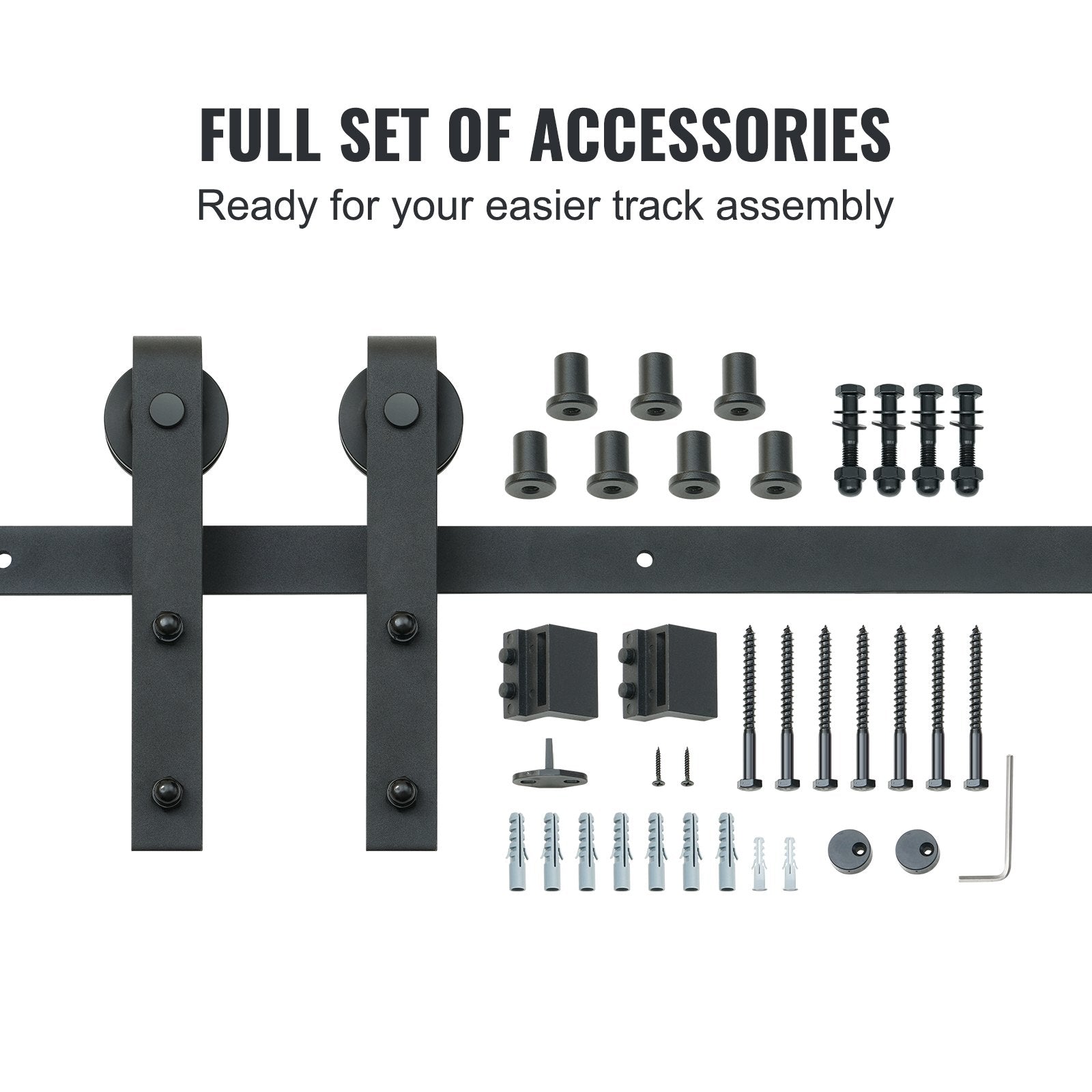 Stumdomų durų furnitūros komplektas VEVOR 004-2.44M, 244 cm ilgio